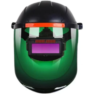 Green-tint auto-darkening welding helmet